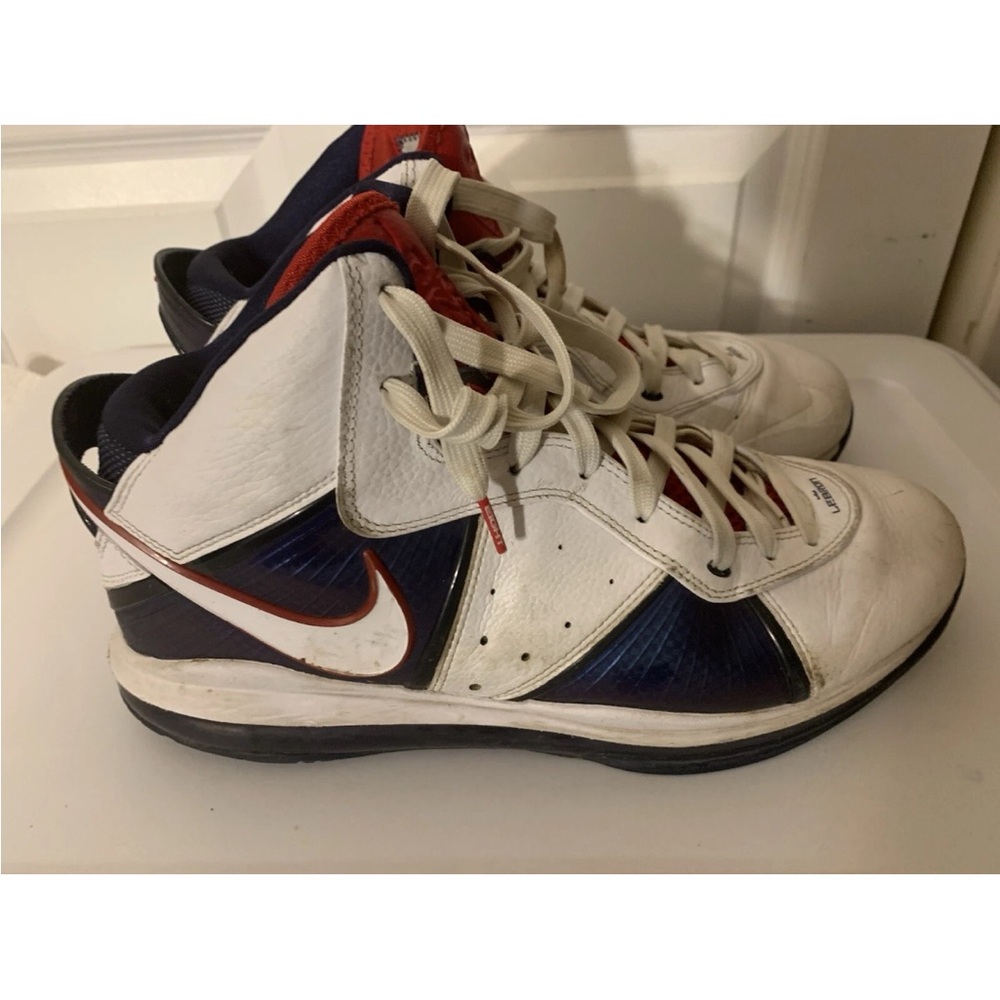 Nike mens sz 13 LeBron 8 Flywire White and Blue‎ Athletic Shoes 417098-100